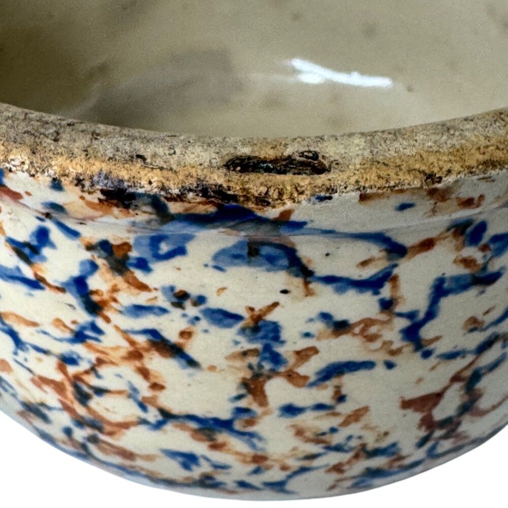 Redwing Spongeware Stoneware Bowl Speckled Vintage 7" Diameter Crock Farmhouse E - Picture 9 of 11
